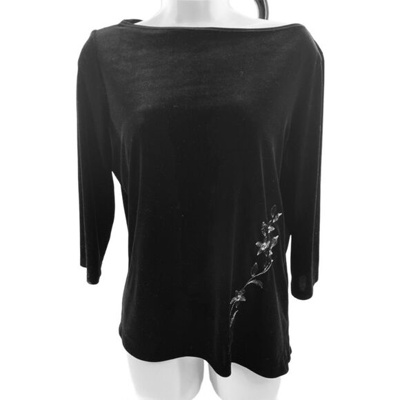 Outfit JPR size medium embroidered black velvet top - Picture 2 of 10